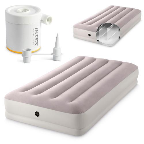 Велюр ліжко 99*191*30см INTEX, USB-насос від 2 ампер, 5V (3шт), фото 1