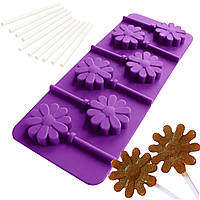 Силіконова форма для льодяників і цукерок на паличці "Квітка"