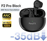 Навушники Realfit F2 Pro Bluetooth чорні з шумозаглушенням, 4 мікрофони, 360° HiFi, сенсорне керування, до 28 годин роботи, фото 2