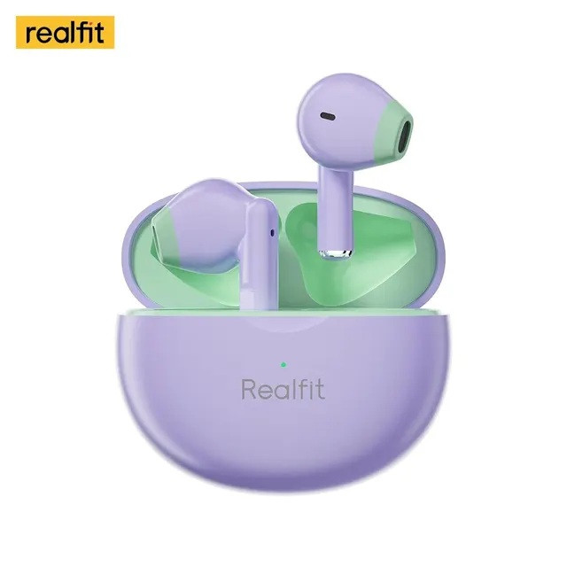 Безпровідні Bluetooth навушники RealFit F2 вкладиші, фіолетово-зелені, 4 години роботи, Bluetooth 5.3