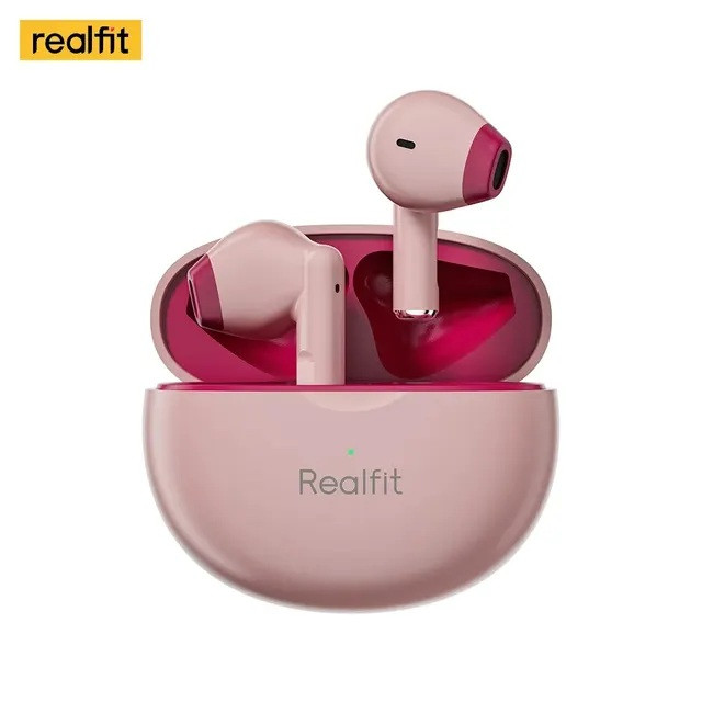Безпровідні Bluetooth навушники RealFit F2 вкладиші, рожево-червоні, 4 години роботи, Bluetooth 5.3