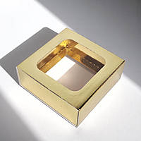 Коробка-пенал з вікном (90х90х35мм.) золота