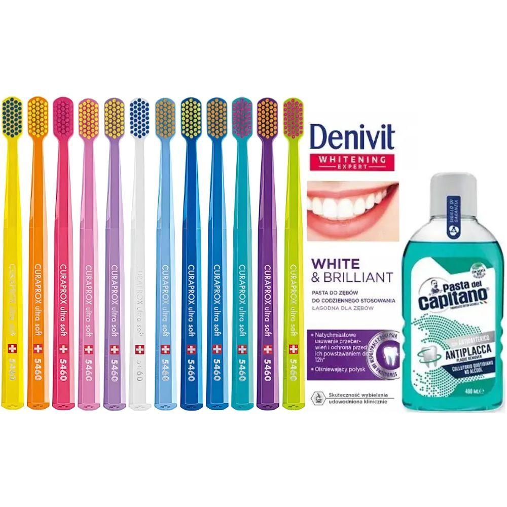 Зубна щітка Curaprox CS 5460 Ultra Soft + зубна паста Denivit White&Brilliant + ополіскувач PASTA DEL CAPITANO Con Antibatterico