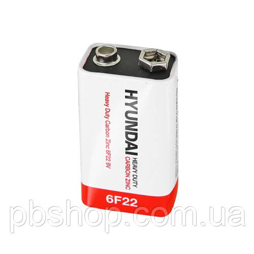 Батарейка крона HYUNDAI Heavy Duty 6F22 9В, батарея, сольова, фото 1