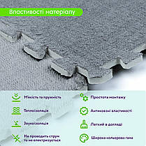 Підлога-пазл плюшевий СВІТЛО-СІРИЙ 30*30*1cm (D) SW-00002080, фото 5