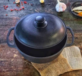 Казан Maysternya з алюмінієвою кришкою 3 л d22 см чавун (T402C2)