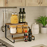 Полиця для кухні та ванної кімнати багатоярусна на 4 ступені дерев'яна, стійка ступінчаста для банок спецій, фото 2
