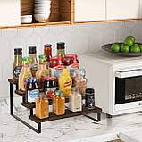 Полиця для кухні та ванної кімнати багатоярусна на 4 ступені дерев'яна, стійка ступінчаста для банок спецій, фото 3