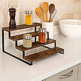 Полиця для кухні та ванної кімнати багатоярусна на 4 ступені дерев'яна, стійка ступінчаста для банок спецій, фото 4