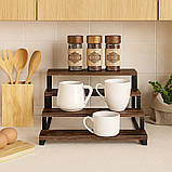 Полиця для кухні та ванної кімнати багатоярусна на 4 ступені дерев'яна, стійка ступінчаста для банок спецій, фото 5