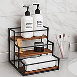 Полиця для кухні ванної або бару на 3 ступені для пляшок дерев'яна, стійка настільна ступінчаста для сиропів, фото 2