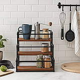 Полиця для кухні ванної або бару на 3 ступені для пляшок дерев'яна, стійка настільна ступінчаста для сиропів, фото 3