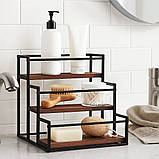 Полиця для кухні ванної або бару на 3 ступені для пляшок дерев'яна, стійка настільна ступінчаста для сиропів, фото 5