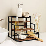 Полиця для кухні ванної або бару на 3 ступені для пляшок дерев'яна, стійка настільна ступінчаста для сиропів, фото 6