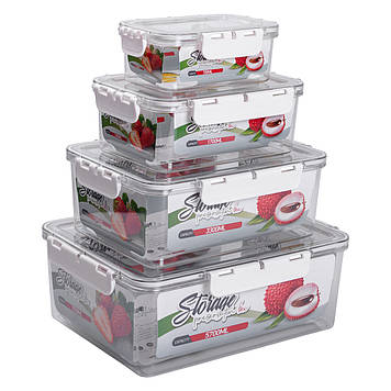 Набір контейнерів для їжі 0.7/1.7/3.3/5.7 л 4 шт з кришками на засувках HP-27-5