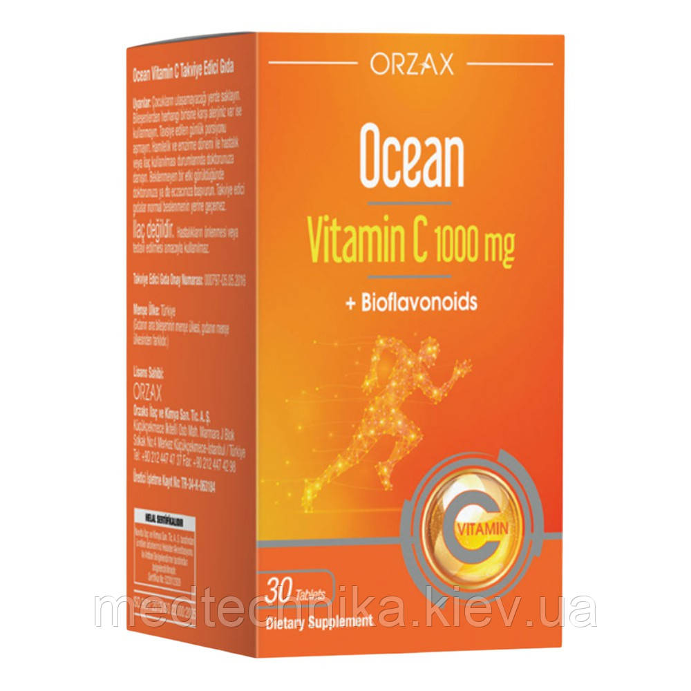 Вітамін С, Ocean Vitamin C, 1000мг, 30 таблеток, Orzax, фото 1
