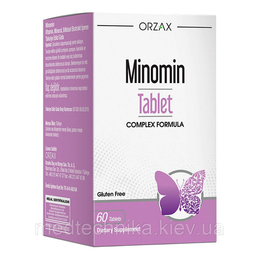 Вітамінний комплекс під час менопаузи Minomin, 60 таблеток, Orzax, фото 1