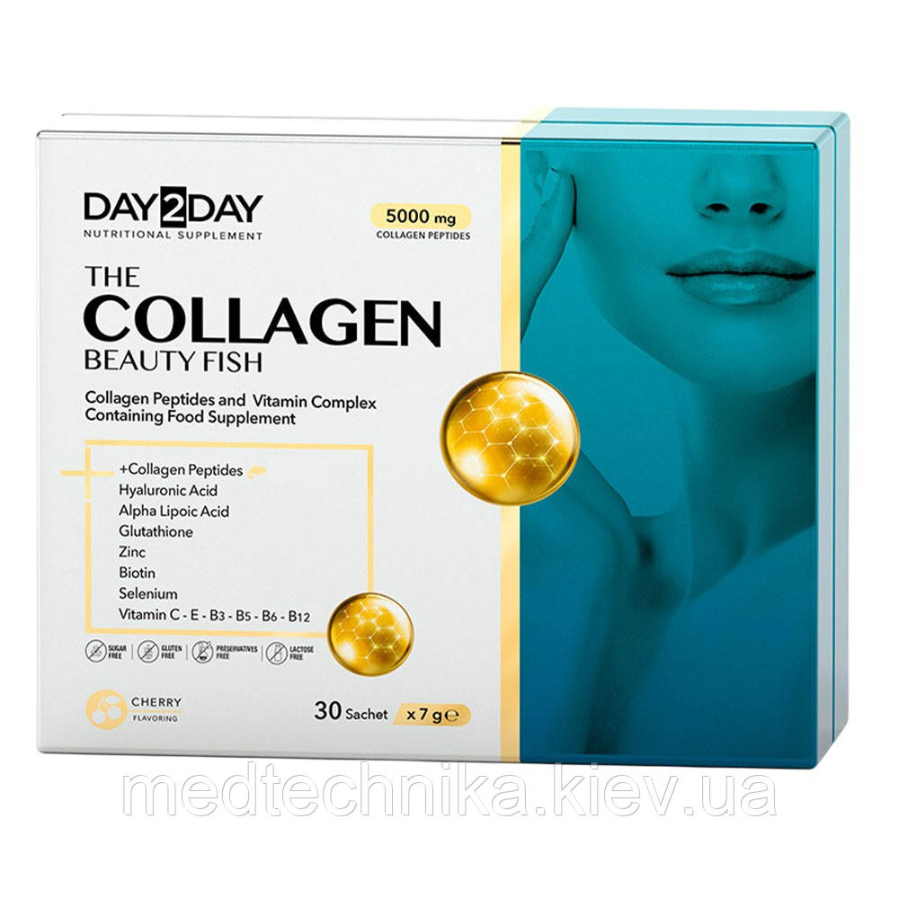 Колаген морський Beauty Fish, з вітамінами й антиоксидантами, 30 саше, Day2Day, фото 1