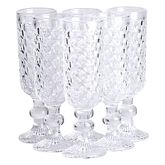 Набір келихів для шампанського 6 штук 160 мл скляні HP-19-103