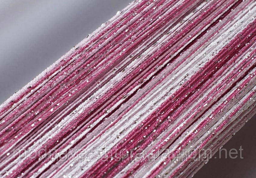 Шторы-нити (кисея) радуга "дождик" (фрезовый+розовый+белый) - фото 3 - id-p32016819