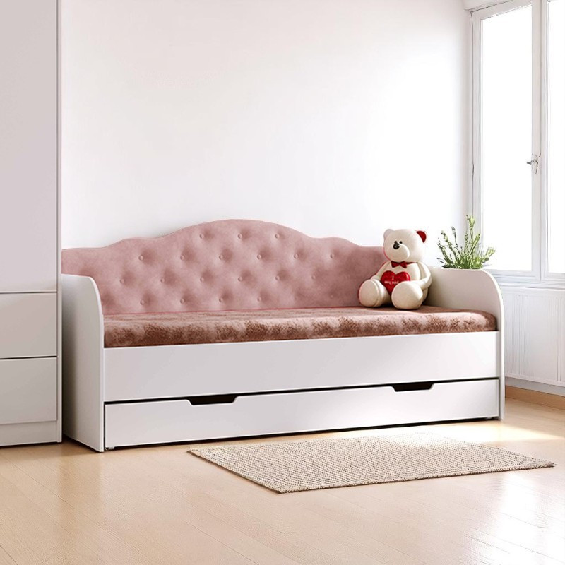 Ліжко Софія з шухлядою на ламелях, односпальне ліжко Sofia 1900х900, Light Pink