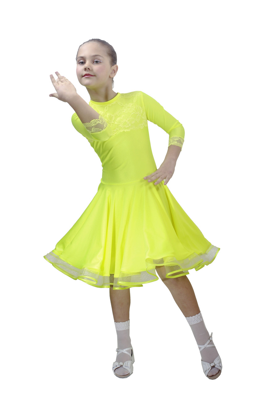 Рейтинговое платье Бейсик для бальных танцев Sevenstore 9103 Лимон - фото 1 - id-p470620335