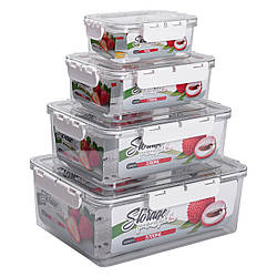 Набір контейнерів для їжі 0.7/1.7/3.3/5.7 л 4 шт з кришками на засувках HP-27-5