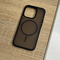 Чохол для iPhone 13 Pro чорний магнітний з підтримкою MagSafe, захищений напівпрозорий ззаду