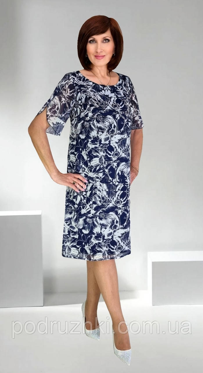 Гарне літнє плаття із шифону Розміри 50,52,54,56, фото 1