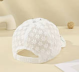 Бейсболка з білого мережива зі стразами, біла, фото 2