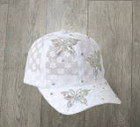 Бейсболка з білого мережива зі стразами, біла, фото 4
