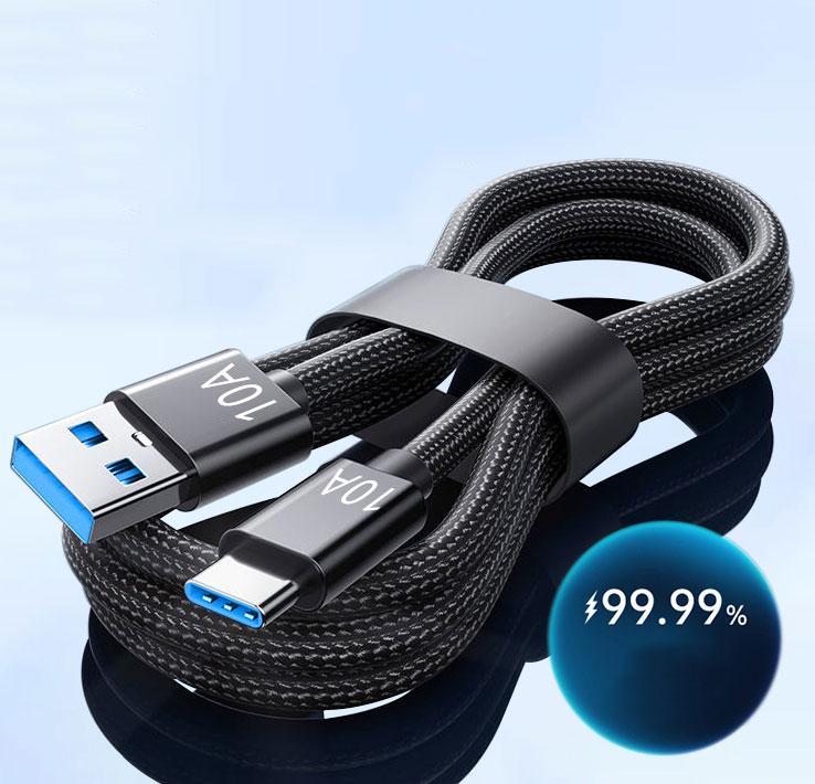 Кабель плетений USB-A/Type-C 1 м чорний, фото 1