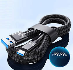 Кабель плетений USB-A/Type-C 1 м чорний