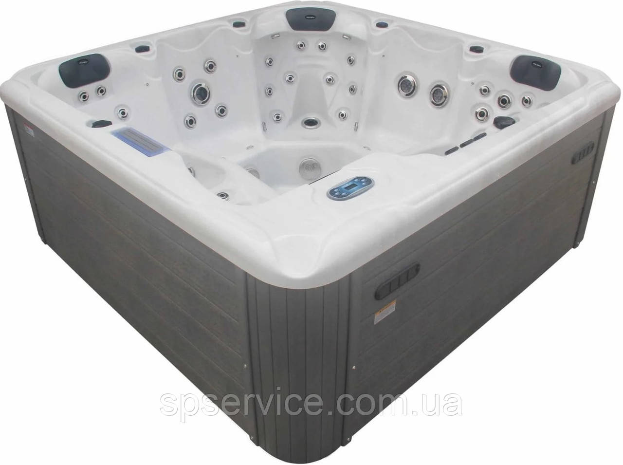 Гідромасажний басейн Aquajoy Santorini (220х220х95 см), Сріблясто-білий мармур
