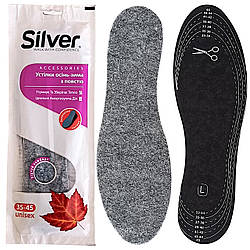 Устілки Silver теплі з повсті 35-45 (22.5 - 29.0см) осінь-зима, обрізні, для всіх видів взуття