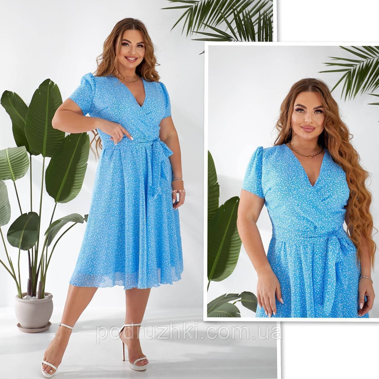 Гарне літнє плаття із шифону Розміри 50,52,54,56, фото 1