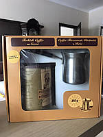 Подарунковий набір кави з туркою, арабіка мелена Kurukahveci Mehmet Efendi 250 г і фірмова турка на 160 мл