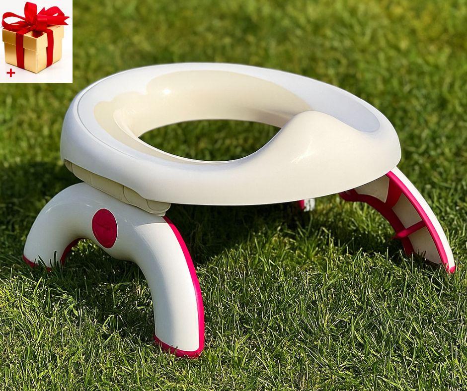 Дитячий дорожній горщик-туалет Oxo Tot 2-in-1 Go Potty салатовий з білим <unk> НАКЛАДКА НА УНІТАЗ, фото 1