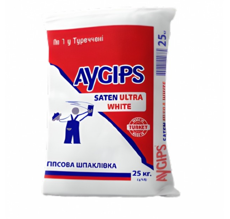 Шпаклівка AyGips гіпсова Saten Ultra White 25кг, фото 1