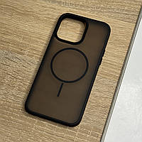 Чохол для iPhone 13 Pro Max чорний магнітний з підтримкою MagSafe, захищений напівпрозорий ззаду