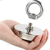 90мм - 350кг Пошуковий магніт з кільцем / Магніт неодимовий / Односторонній магніт для пошуку металу