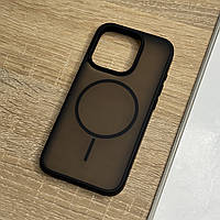 Чохол для iPhone 15 Pro чорний магнітний з підтримкою MagSafe, захищений напівпрозорий ззаду