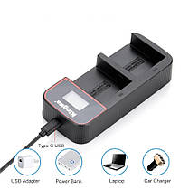 Зарядний KingMa BM058 LCD USB для 2x АБ Sony NP-F550/750/970, NP-FM30/FM50/FM500H, фото 2