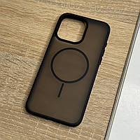 Чохол для iPhone 15 Pro Max чорний магнітний з підтримкою MagSafe, захищений напівпрозорий ззаду
