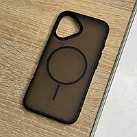 Чохол для iPhone 16 чорний магнітний з підтримкою MagSafe, захищений напівпрозорий ззаду