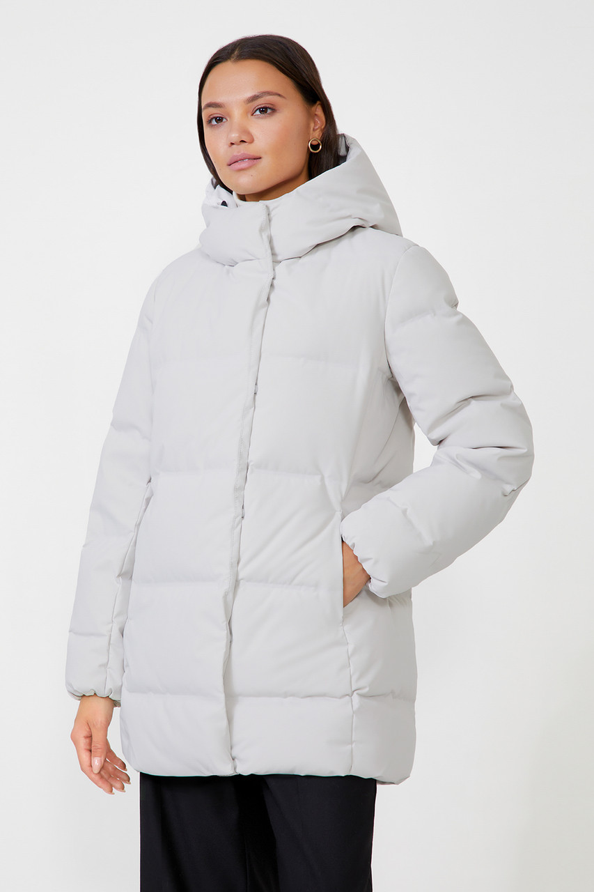 Подовжений пуховик жіночий Baon B0023564-202 сірий M, фото 1