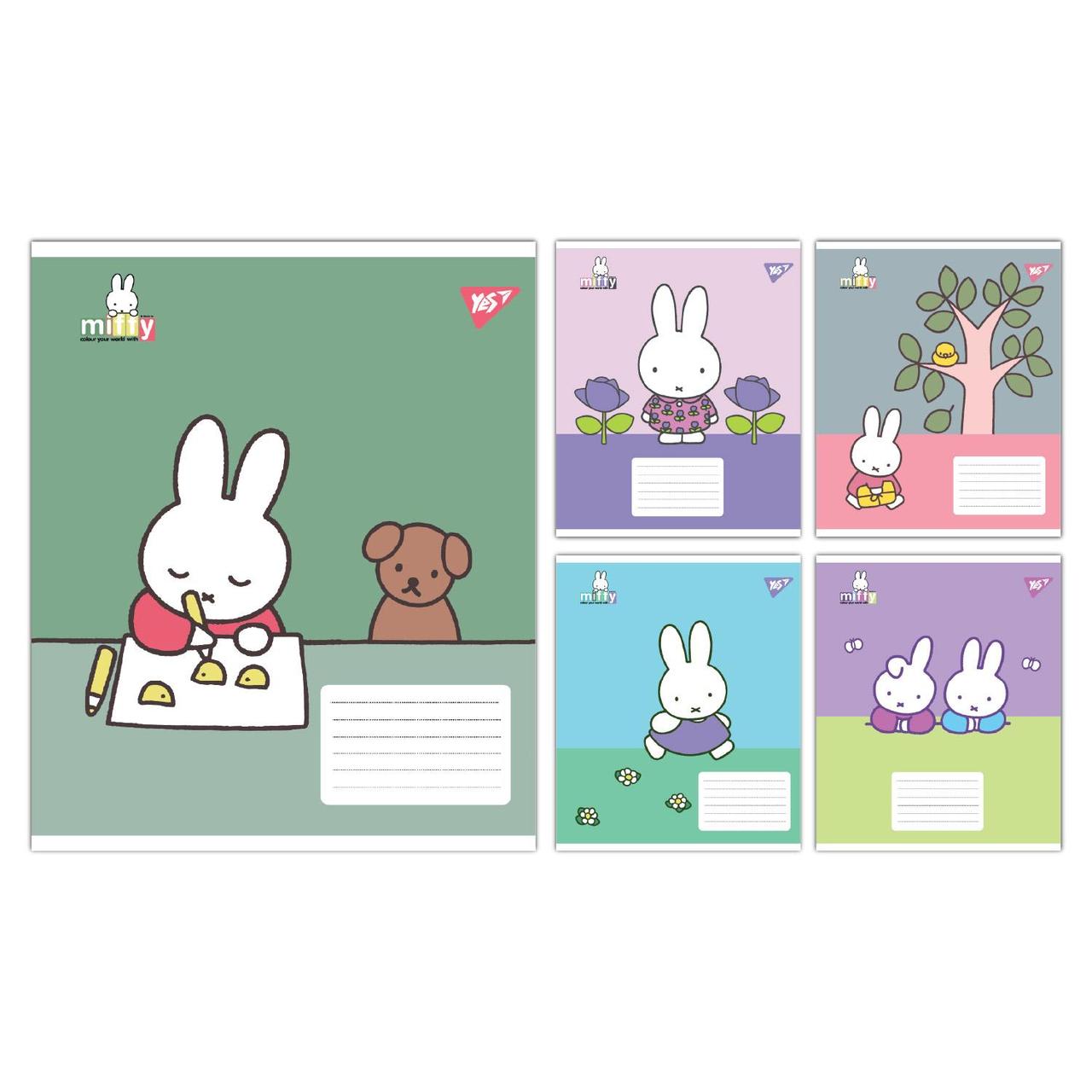 Зошит учнівський шкільний Yes Miffy Spring А5 12 аркушів коса лінія