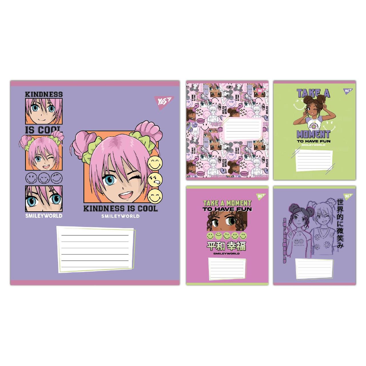 Зошит учнівський шкільний Yes Smiley World Cool А5 12 аркушів клітинка