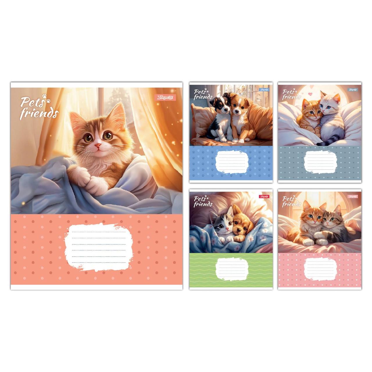 Зошит учнівський шкільний 1 Вересня Pets Frinds А5 12 аркушів клітинка