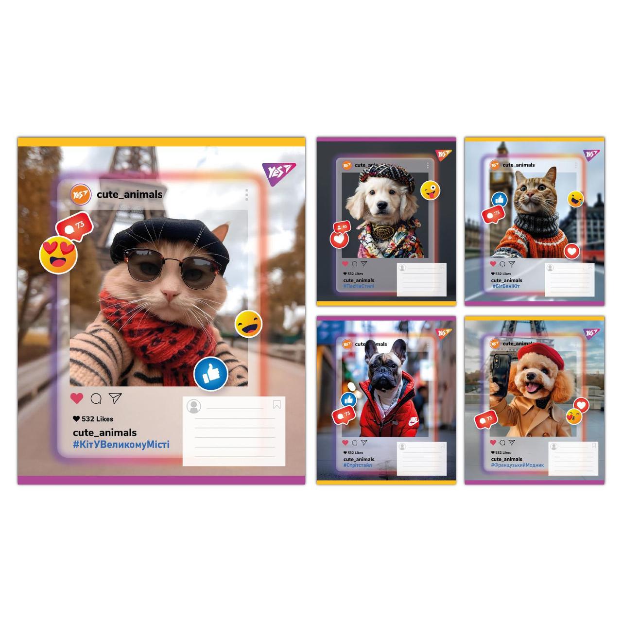 Зошит учнівський загальний Yes Cute animals А5 36 аркушів лінія